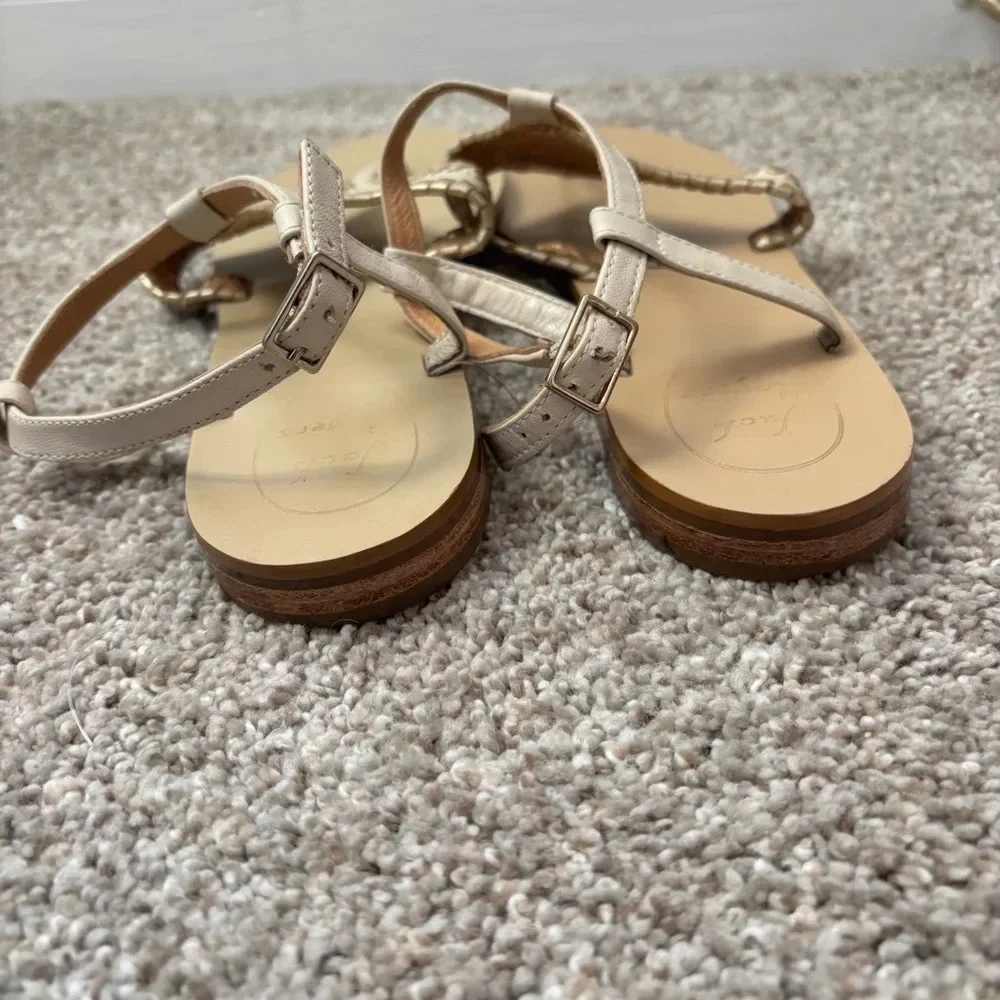 Jack Rogers Maci Sandals Cream Gold Size 8.5 Strapback Flip Flop
